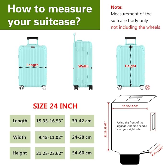 Suitcase Covers For Luggage, 24 Inch Clear PVC Luggage Covers Protector Full Thicken Transparent Waterproof Suitcase Sleeve With Large Velcro for 24" Wheeled Suitcases