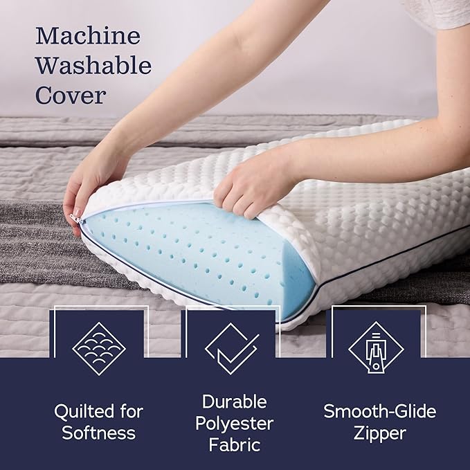 WEEKENDER Standard Gel Memory Foam Pillow Size-1-Pack-Medium Plush Feel-Neck and Shoulder Support-Side, Stomach, and Back Sleepers-Home, Hotel, & Hospital Essentials-CertiPur Certified, White