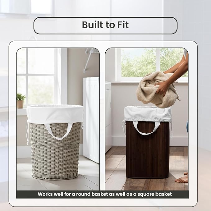 LFH Home Cotton Canvas Large Laundry Bag with Handle, Heavy Duty Drawstring Closure Washable Laundry Bags, School Travel, Home, Hotel, College Dorm, Organizer Sack, Toy Clothes 24x36 (Pack of 2)-White