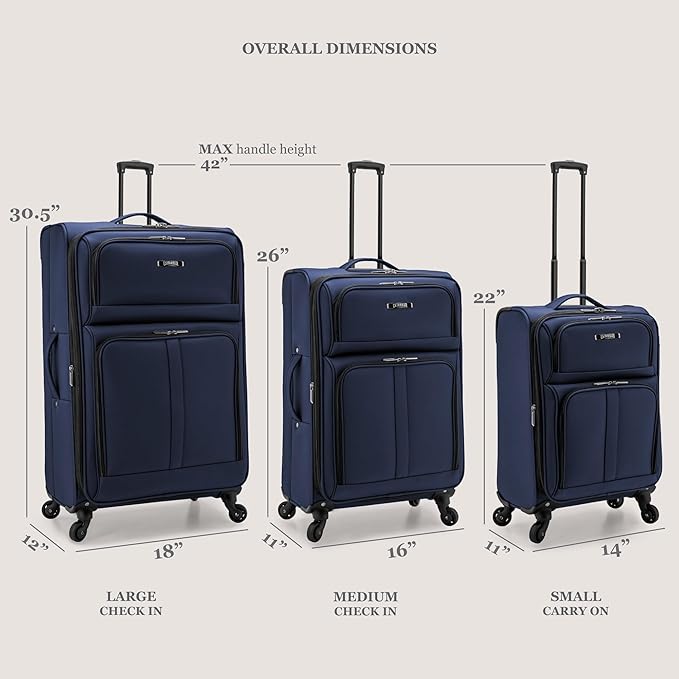 U.S. Traveler Anzio Softside Expandable Spinner Luggage, Dark Grey, Carry-on 22-Inch