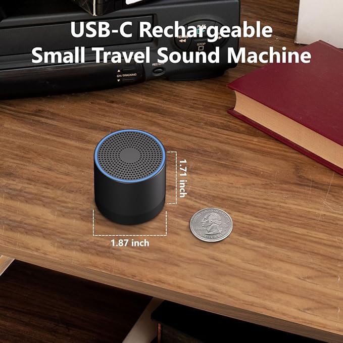Portable Sound Machine Mini White Noise Machine with 30 Soothing Sounds for Newborn Kids Adults Rechargeable Sleep Brown Noise Machine with 4 Timers Memory Function for Travel Camping Home and Office