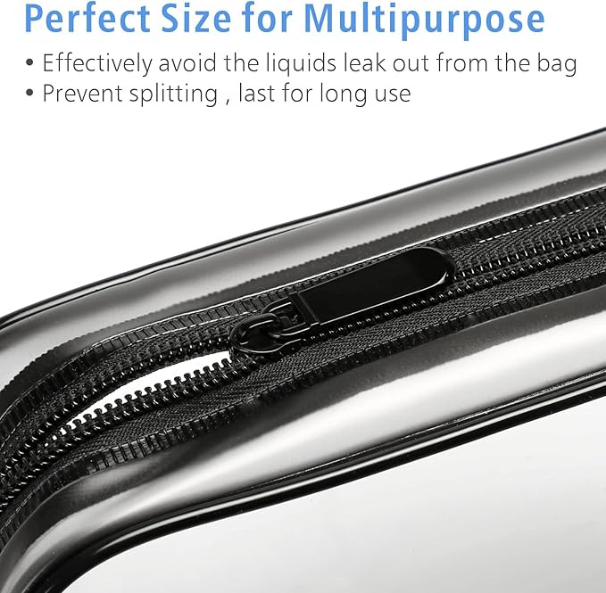 PACKISM TSA Approved Toiletry Bags - 2 Pack Clear Toiletry Bags Clear Travels Bags for toiletries, Cosmetic Bags with Zipper Carry on Toiletry Bag Airport Airline Compliant Bag, Black
