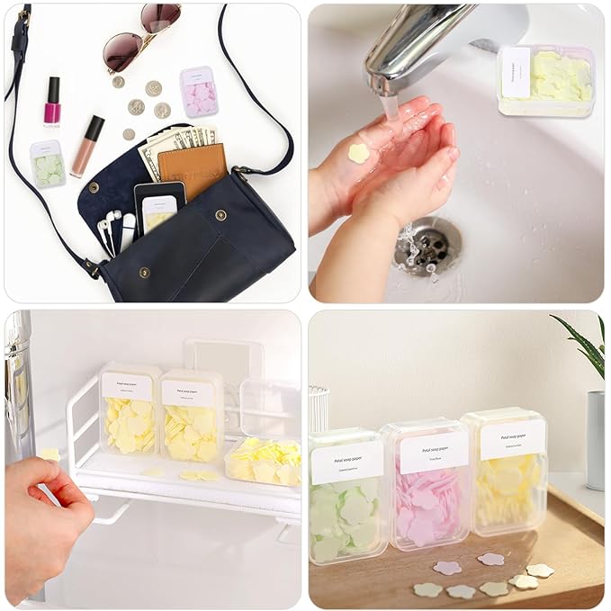 300pcs Portable Hand Washing Soap Sheets, Scented Mini Soap Sheets, Disposable Soluble Soap for Outdoor Travel, Camping, Hiking (Mix)
