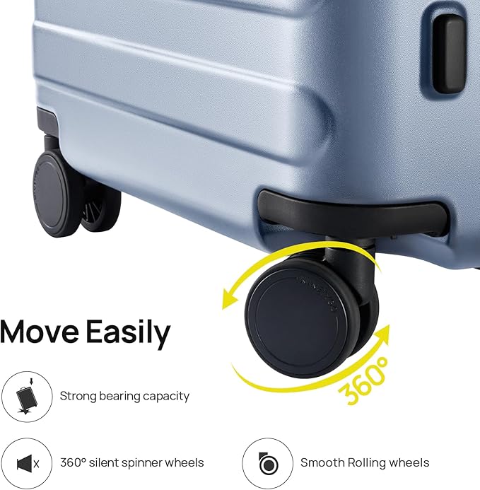 Carry on Luggage 22 X 14 X 9 Airline Approved, 20 Inch Luggage for 3-5 Days Travel, Double Spinner Wheels, 100% Hardshell PC, TSA Lock (03-Shadow (Basic), Checked 28-Inch)