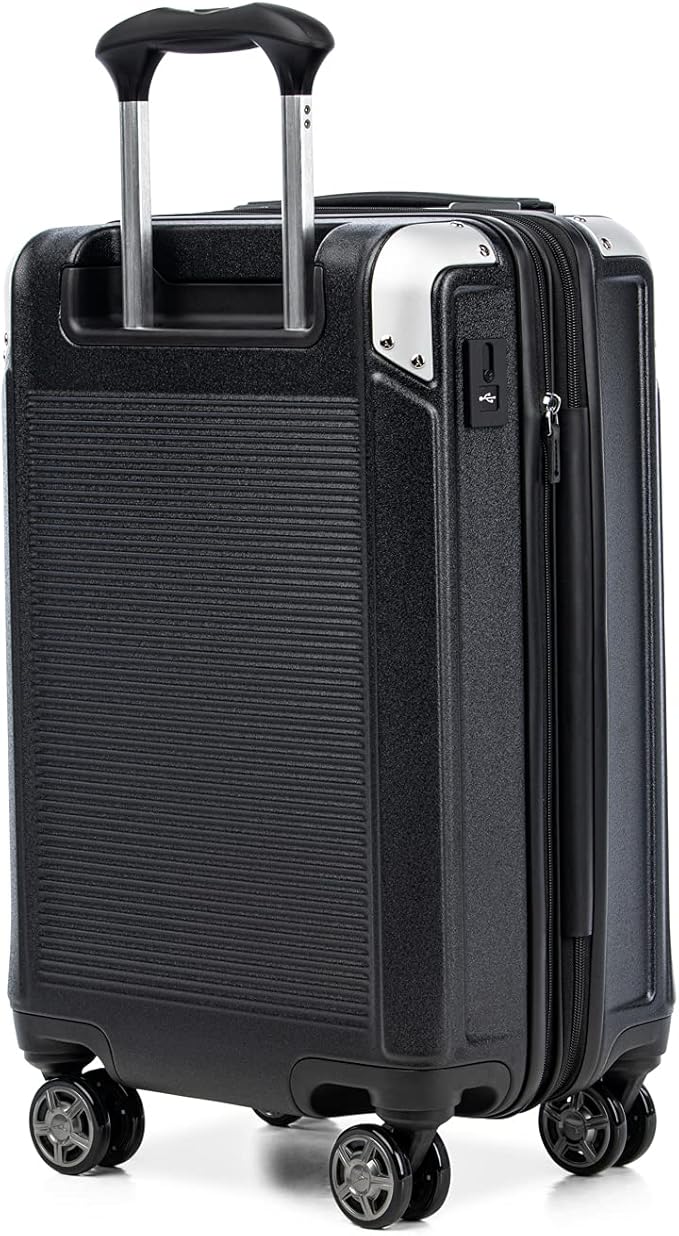 Travelpro Platinum Elite Hardside Expandable Carry on Luggage, 8 Wheel Spinner, TSA Lock, Hard Shell Polycarbonate Suitcase, Shadow Black, Carry on 21-Inch