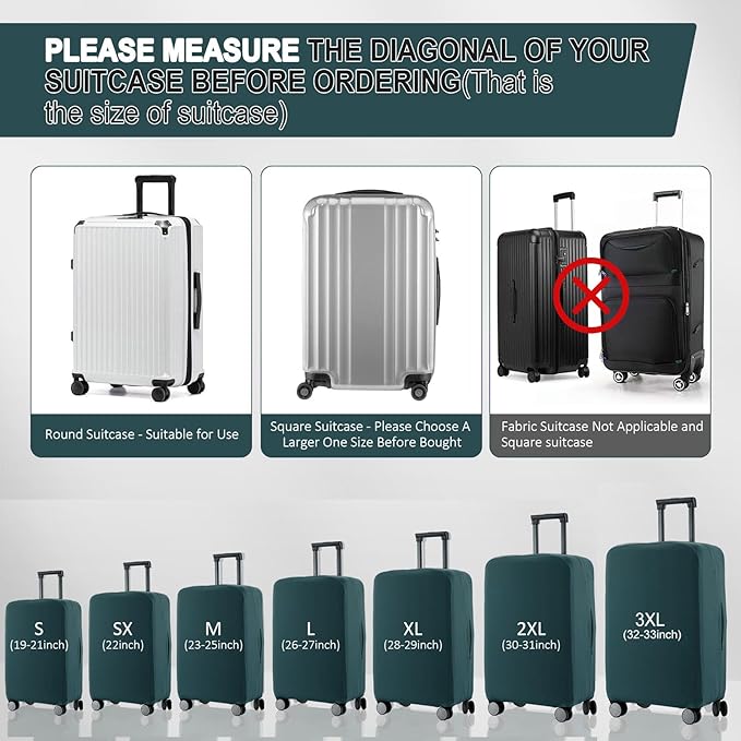 Travel Luggage Cover - Scratch-Resistant Fit 19-33 Inch, Avocado Green, 3XL