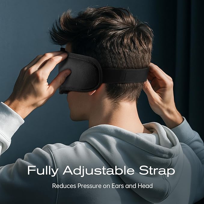 3D Sleep Mask with Bluetooth Headphones, Sleeping Headphones for Side Sleepers, Wireless Music Eye Mask with Ultra-Thin Stereo Speakers for Men, Women, Tech Gifts, Black