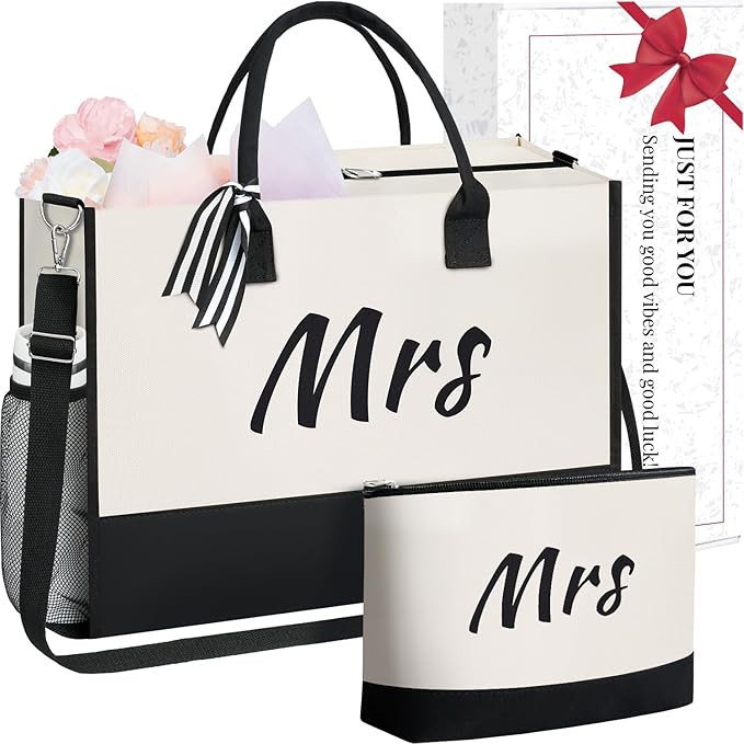 BAGAIL Initial Tote Bag, Personalized Birthday Gifts for Women, Teacher, Friends, Mom, Wedding, Monogrammed Beach Bag