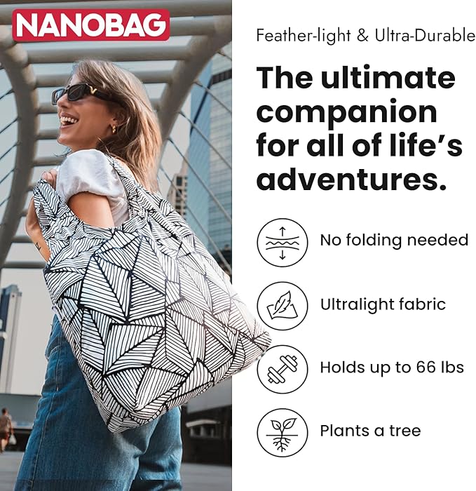 Nanobag Ultra-Lightweight Foldable Tote for Women & Men, Reusable Grocery & Travel Bag, Packable Collapsible Compact Market Essential (Standard Navy)