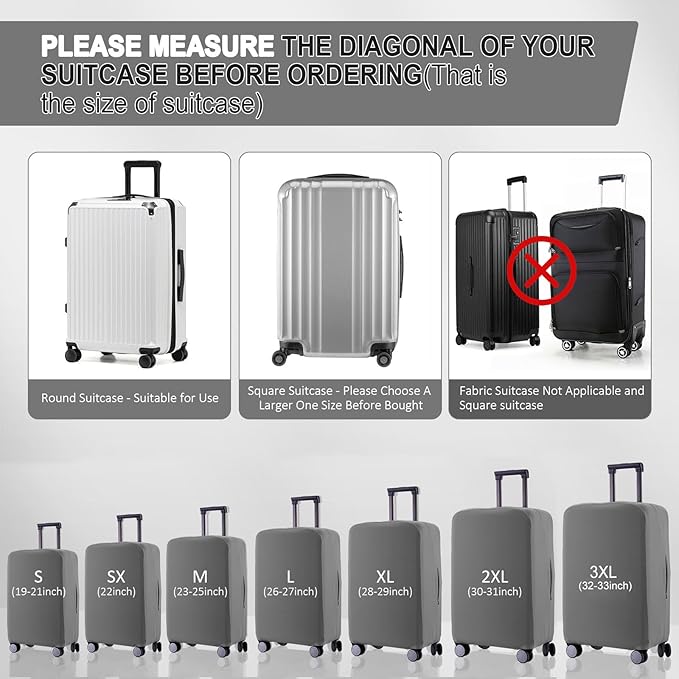 Travel Luggage Cover Suitcase Protector Scratch-Resistant Fit 19-31 Inch Suitcase, Not Included Suitcase (Slate Gray, XL(28-29 inch))