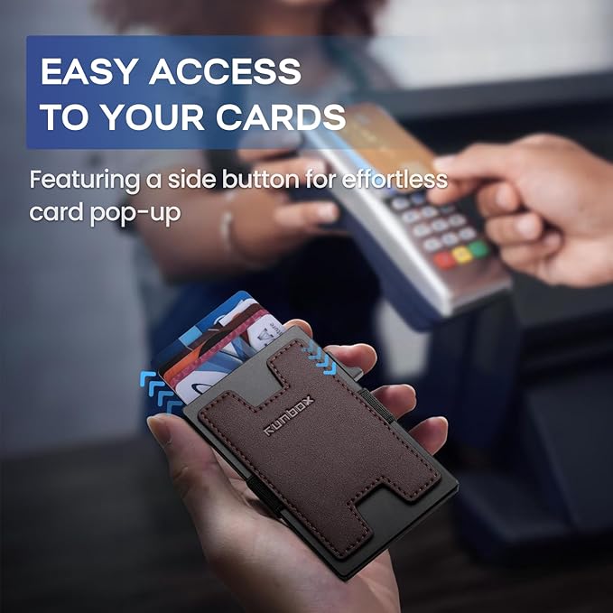 Mens Business Card Holder, Slim Card Wallet for Men and Women, Minimalist RFID Blocking Wallet with Pop-Up Function, Thin Design, Metal Cases Holds 6+6 Cards, Gifts for Men, Men's Accessories
