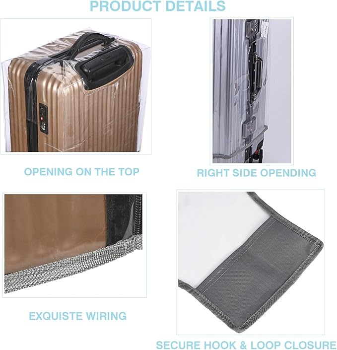 Clear PVC Suitcase Cover Protectors- Thickened Waterproof Luggage Covers Protector, Full Transparent Dustproof Sleeve for Wheeled Suitcases (24")