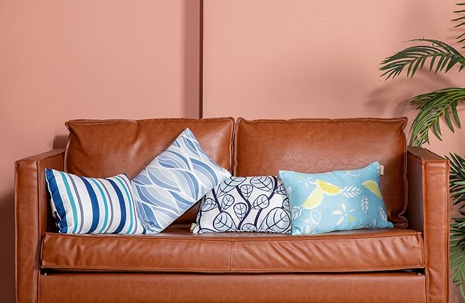 Chaise Lounge Head Resting Pillows, Blue Decorative Oudoor Patio Pillow with Insert & Adjustable Elastic Stripe for Recliner,Beach Chair,Office Chair Neck or Lumbar Attachment,Waterproof 2 Pack
