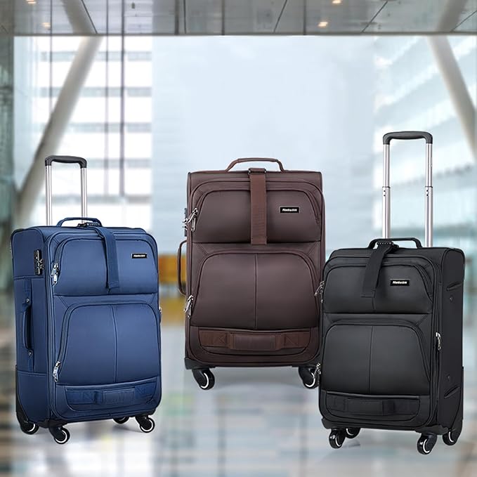 Hanke 28 Inch Softside Expandable Luggage with Spinner Wheels,Check Large Luggage Rolling Suitcase Travel Luggage with TSA Approved,Black