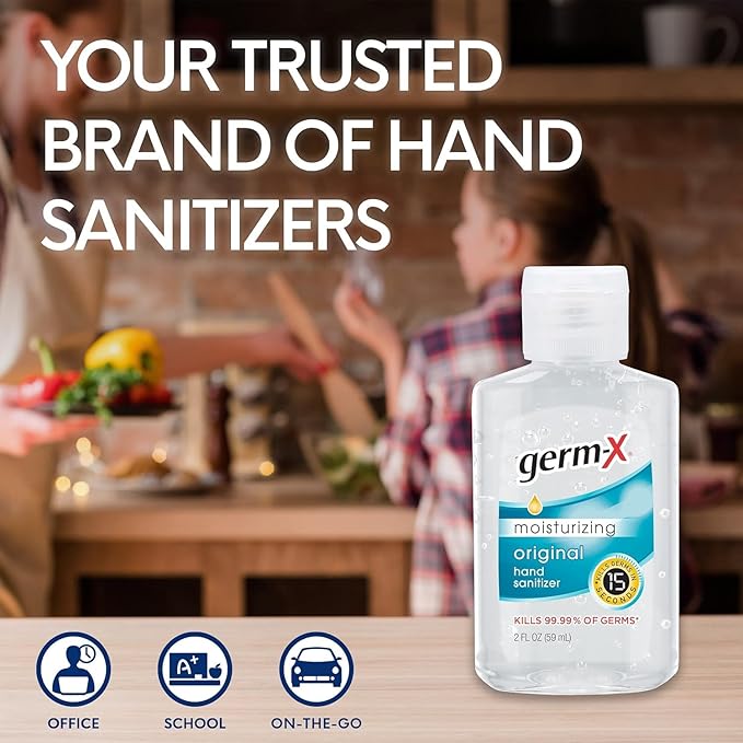 Germ-X Original Hand Sanitizer Gel, Mini Travel Size for On-The-Go, Display Pack, Back to School Supplies , 2 Fl Oz (Pack of 24)