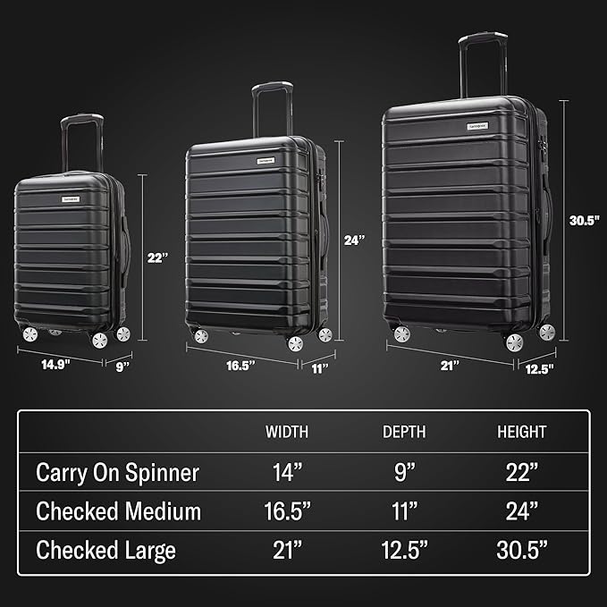 Samsonite Omni 2 Hardside Expandable Luggage with Spinner Wheels, 3-Piece Set (19/24/28), Artic Silver