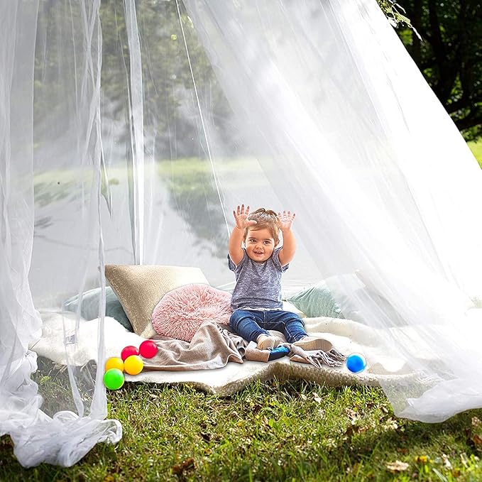 Mosquito Net for Bed, Large White Bed Canopy for Girls, Hanging Bed Net, Ideal for Bedroom Decorative, Travel with Storage Bag (Round)