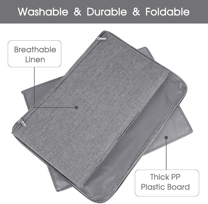 ANMINY Storage Bins with Zipper Lids 36 Qt Lidded Fabric Storage Boxes Baskets Cubes with Handles Collapsible Washable Cotton Linen Closet Shelf Clothes Organizer Containers - Gray, Large