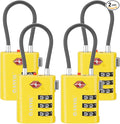 ANVIL TSA Approved Luggage Locks – High Security TSA008 Combination Travel Locks with Inspection Indicator for Suitcases and Backpacks. (4, Yellow)