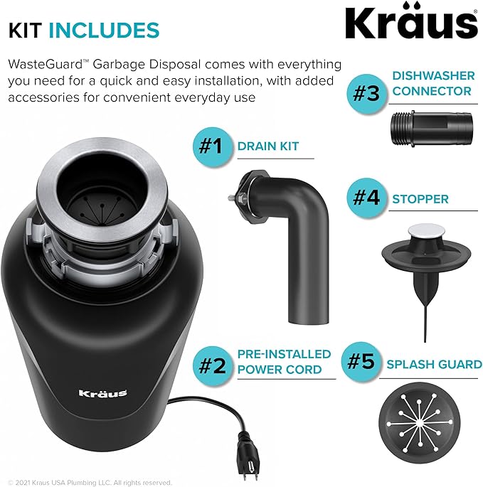 KRAUS Standart PRO™ 32-inch 16 Gauge Undermount 60/40 Double Bowl Stainless Steel Kitchen Combo with WasteGuard™ Continuous Feed Garbage Disposal, KHU103-32-100-75MB