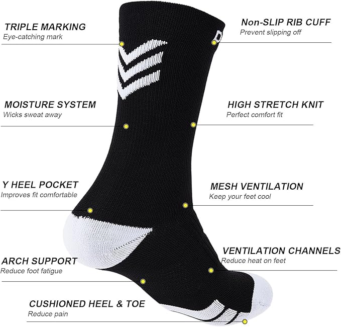 DOVAVA Dri-tech Compression Crew Socks (4/6 Pairs), Comfort Boost Circulation