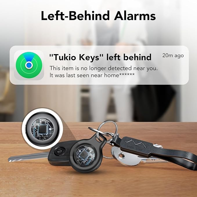 2025 New [Apple MFi Certified] (iOS Only) Air Tracker Tag-1 Pack, Bluetooth Tracker for Apple Find My, Replaceable Battery, Key Finder and Item Locator Smart Tag for Keys, Bags, Luggage, Pets, (Black)