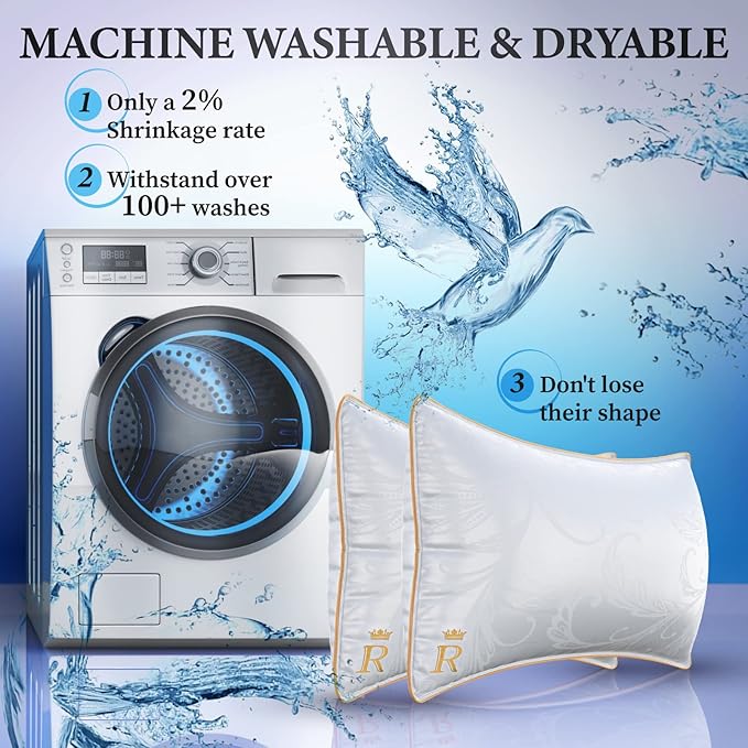 Royal Therapy White Goose Feathers and Down Pillow, Premium White Bed Sleeping Breathable