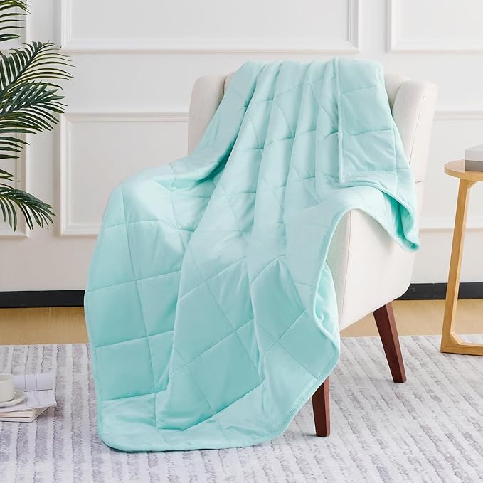 L'AGRATY Weighted Blanket - 60"x80" 15lbs Soft Breathable Heavy Blanket Minky Material with Glass Beads for Adult All-Season Summer Fall Winter Soft Thick Comfort