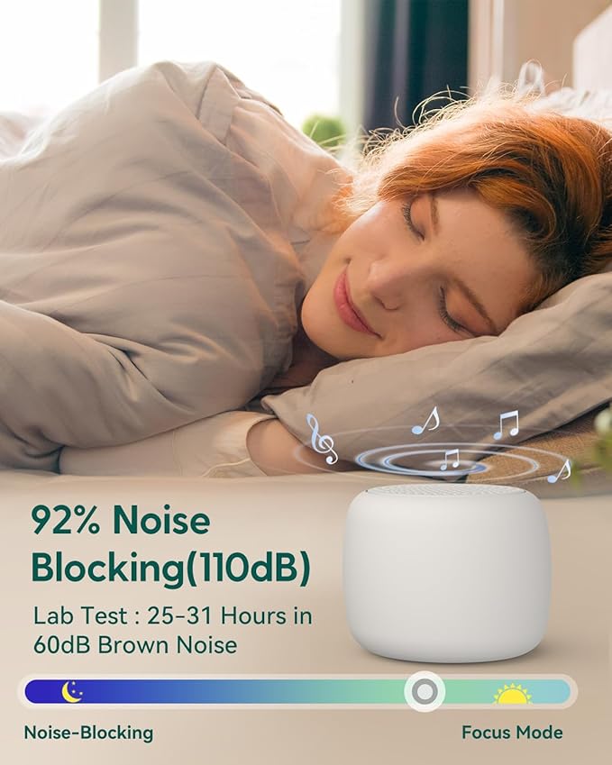 Babelio White Noise Sound Machine for Adults Kids Baby, Mini, 15 Non-looping Sounds, Timer, Memory Function, Easy to Pocket and Travel White 2 Pack