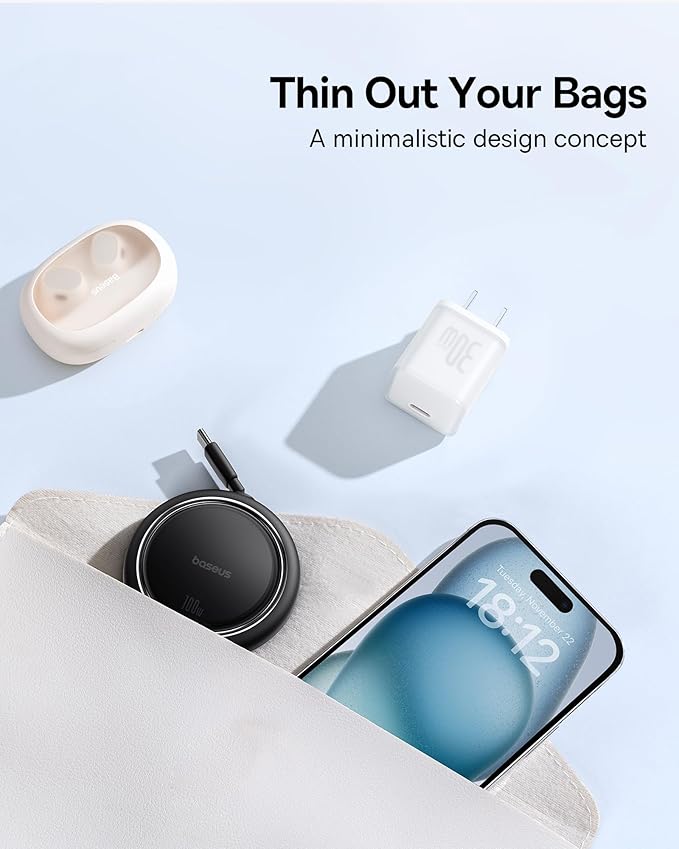Baseus 70W Universal Travel Adapter and Baseus 100W Retractable USB C Cable