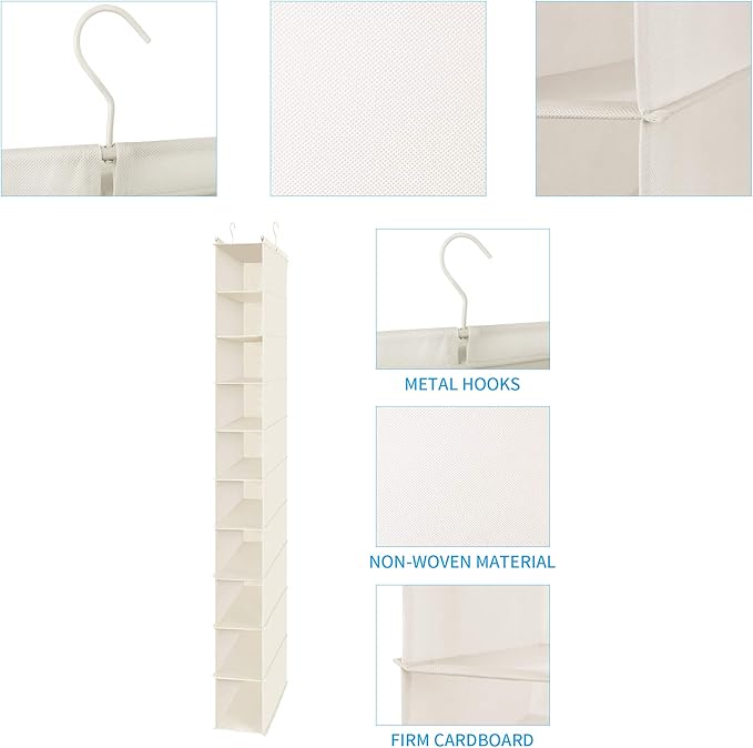 MAX Houser 10-Shelf Hanging Shoe Shelf Organizer, Hanging Shoe Storage for Closet,Pack of 2(Beige)
