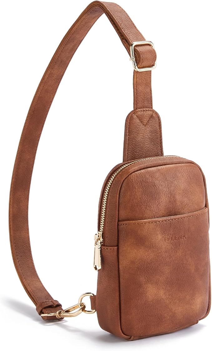 Telena Small Sling Bag for Women Leather Crossbody Fanny Packs Chest Bag for Women