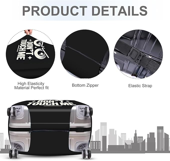 ANNA QUEEN Funny “Don’t Touch Me” Luggage Cover, Bold Black Suitcase Protector with Angry Eyes Design, Stretchable, Washable Travel Cover for 32-34 Inch Luggage