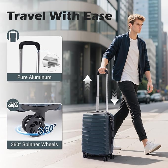 Coolife 20-Inch Small Carry on Hardside PC+ABS Spinner TSA Lock Telescopic Luggage Handle（20in-brown）