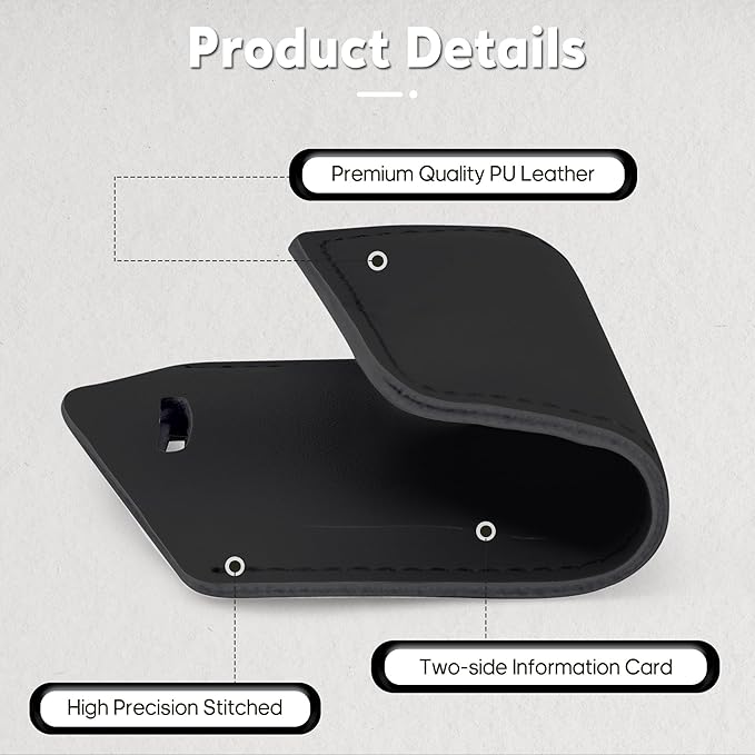 Travelambo Luggage Tags for Suitcases Faux Leather Privacy Protection 6 Pack Bag Tags Travel Accessories Essential, Black
