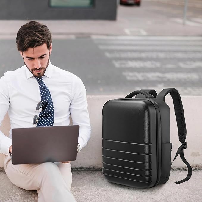 SOKOK Carry On Travel Backpack Waterproof Business Backpack with Laptop Compartment, Hardshell Computer Backpack for Men and Women, Black