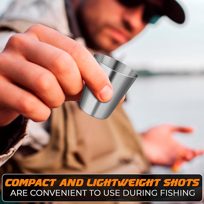 VIKROM 15 Pcs Stainless Steel Shot Glasses - 30ml (1oz) Tiny Metal Shot Glasses, Lightweight and Easy to Store, Durable Metal Shots for Parties, Easy to Clean, Good for Hiking, Travels, and Picnics