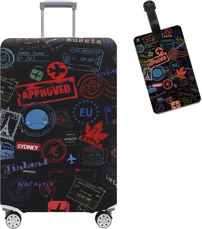 Travelkin Luggage Covers With Tag For Suitcases Tsa Approved,Suitcase Covers Protector Fit 18-32 Inch Luggage S(18-21inch suitcase)