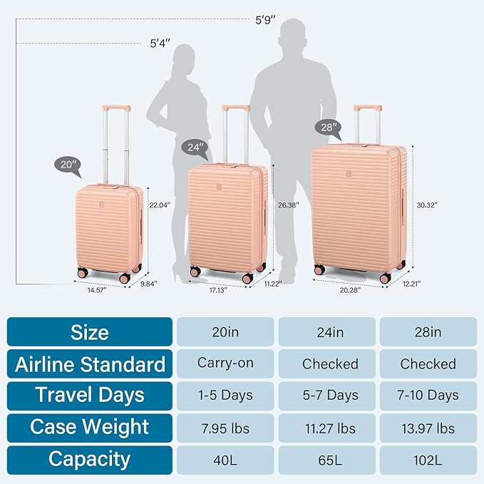 Hard Shell Suitcases 20 Inch Carry on Luggage Airline Approved, Expandable Travel Luggage with Cup Holder Charger Built in Lightweight Small Suitcase with Wheels, Pink
