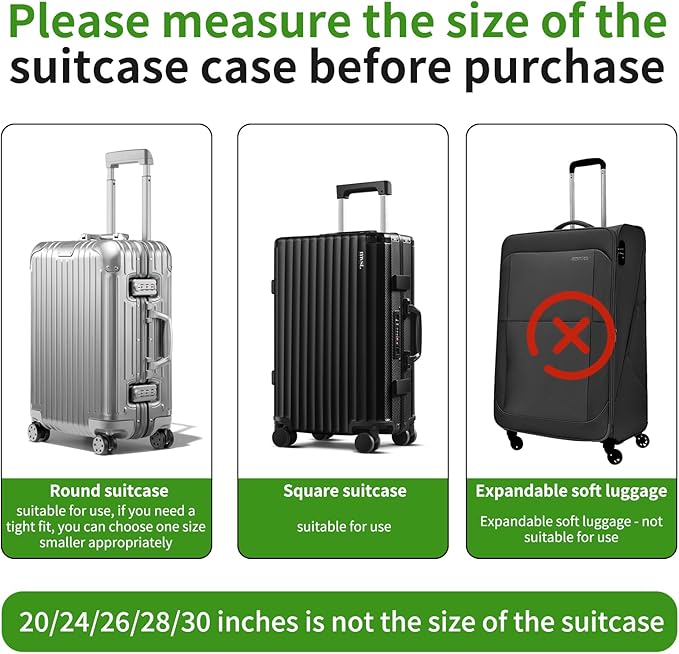 3 Pieces Clear Luggage Cover Protectors, 0.4mm Thicken PVC Suitcase Covers for Luggage, 20"+24"+28" Waterproof Dustproof Anti-scratch Travel Luggage Sleeve for TSA Approved