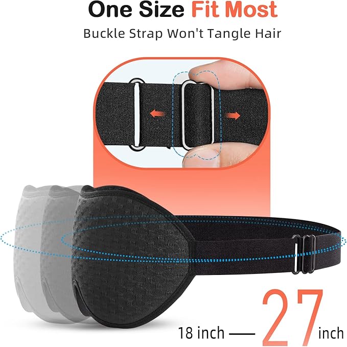 INNELO 3D Contoured Sleep Mask for Side Sleepers - 100% Light Blocking Sleeping Mask for Men & Women, Soft and No Pressure on Eyes - Airplane Blindfold, Night Eye Cover for Travel, Nap, Yoga, Black