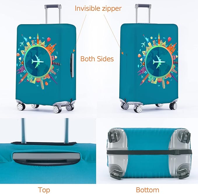 Travelkin Luggage Covers For Suitcase Tsa Approved,Suitcase Cover Protector Fit 18-32 Inch Luggage (Dreaming Blue, M)