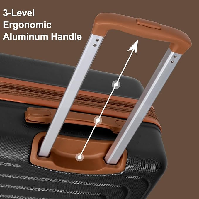 Romswi Luggage Sets 2 Piece 22In, Expandable 22x14x9 Carry On Luggage with Travel Backpack, PC+ABS Hardside Suitcase Set with TSA Lock, Durable Carry On Suitcase with Spinner Wheels for Men Black