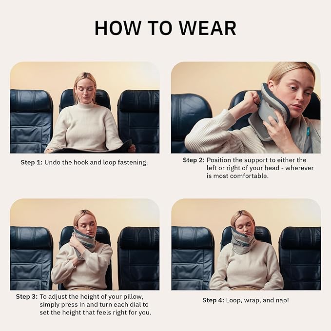 trtl Pillow Plus - Plane Neck Pillow for Traveling - Plane Pillow with Foam Padding for Head and Neck Support - Machine Washable - Waterproof Carry Bag