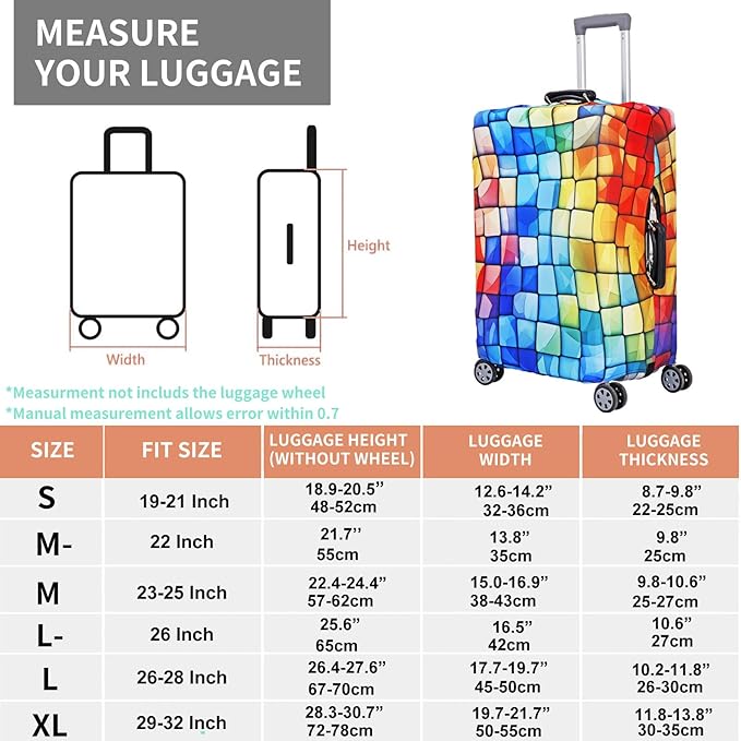 MosaiRudo Travel Luggage Covers For Suitcase Tsa Approved,Suitcase Cover Protector Fit 18-32 Inch Luggage Travel Accessories (T2505, XL)