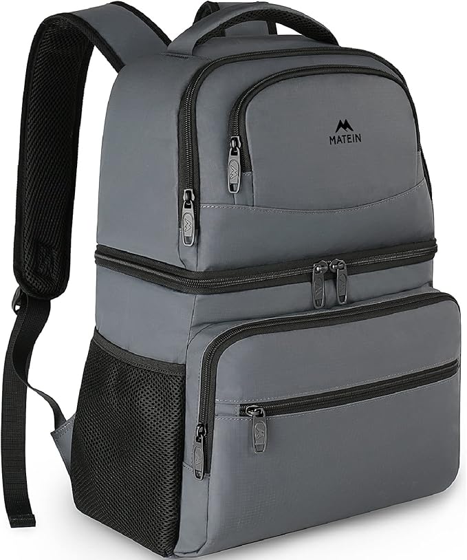 MATEIN Cooler Backpack, 26 Cans Insulated Lunch Backpack for Men Women, Leakproof Double Layer Lunch Cooler Bag Lightweight Soft Lunch Backpack with Cooler Compartment, Beach Camping Hiking Beer Gifts