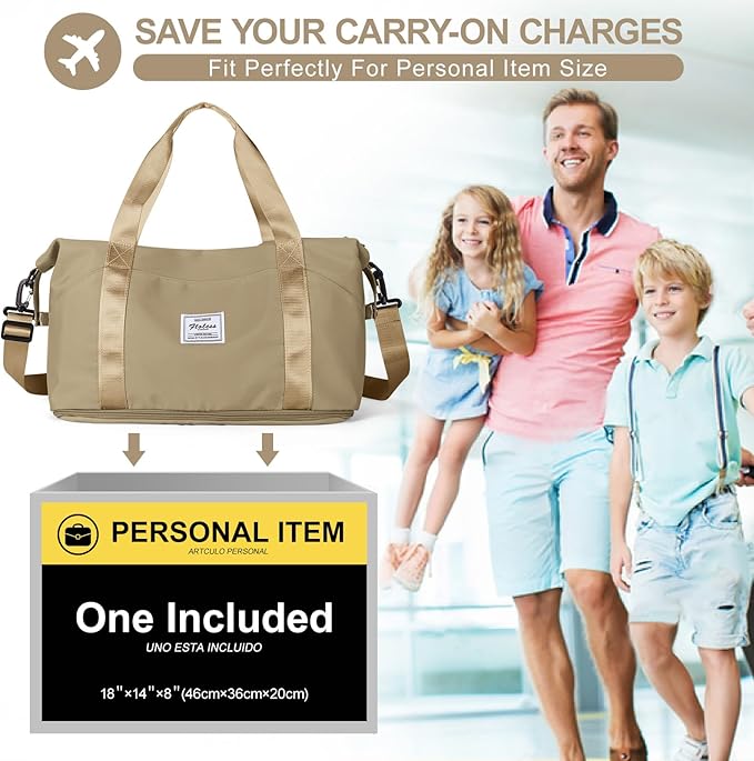 Travel Duffel Bag, Sports Tote Gym Bag, Shoulder Weekender Overnight Bag for Women