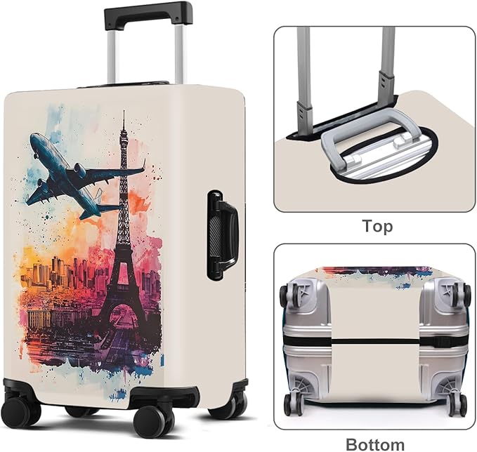 Luggage Cover Washable Suitcase Protector Anti-scratch Suitcase cover Fits 20-34 Inch Luggage (Tower-2, S(20-22inch suitcase))