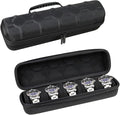 Juntan 5 Slots Hard Watch Travel Case, Portable Nylon Zipper Storage Organizer Box for Men Women with Soft Compressible Foam Pillow Black