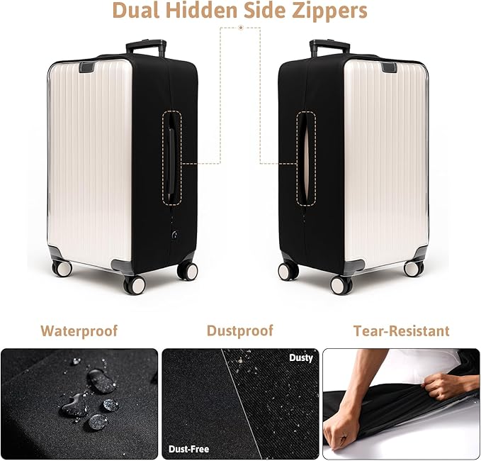 OrgaWise Clear Luggage Cover, For Suitcase Tsa Approved Transparent TPU Suitcase Cover Protector Fit 24-26 Inch Luggage